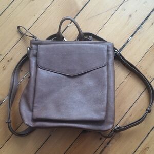 Antik Kraft Tan Leather Convertible Backpack/Messenger Bag